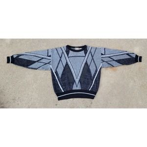 Vtg 80s One Shot Sweater With Leather Accents Hip Hop